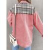 imageSHEWIN Womens Oversized Denim Jacket Casual Long Sleeve Button Down Plaid Shacket Boyfriend Jean Jacket With PocketsPink