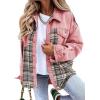 imageSHEWIN Womens Oversized Denim Jacket Casual Long Sleeve Button Down Plaid Shacket Boyfriend Jean Jacket With PocketsPink