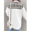 imageSHEWIN Womens Oversized Denim Jacket Casual Long Sleeve Button Down Plaid Shacket Boyfriend Jean Jacket With PocketsWhite