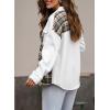 imageSHEWIN Womens Oversized Denim Jacket Casual Long Sleeve Button Down Plaid Shacket Boyfriend Jean Jacket With PocketsWhite