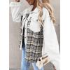 imageSHEWIN Womens Oversized Denim Jacket Casual Long Sleeve Button Down Plaid Shacket Boyfriend Jean Jacket With PocketsWhite
