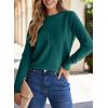imageSHEWIN Womens Sweaters 2024 Casual Crewneck Long Sleeve Lightweight Knit Pullover Sweater Tops Fall ClothesGreen