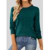 imageSHEWIN Womens Sweaters 2024 Casual Crewneck Long Sleeve Lightweight Knit Pullover Sweater Tops Fall ClothesGreen