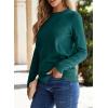 imageSHEWIN Womens Sweaters 2024 Casual Crewneck Long Sleeve Lightweight Knit Pullover Sweater Tops Fall ClothesGreen