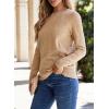 imageSHEWIN Womens Sweaters 2024 Casual Crewneck Long Sleeve Lightweight Knit Pullover Sweater Tops Fall ClothesKhaki