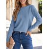 imageSHEWIN Womens Sweaters 2024 Casual Crewneck Long Sleeve Lightweight Knit Pullover Sweater Tops Fall ClothesLight Blue