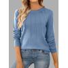 imageSHEWIN Womens Sweaters 2024 Casual Crewneck Long Sleeve Lightweight Knit Pullover Sweater Tops Fall ClothesLight Blue