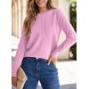 imageSHEWIN Womens Sweaters 2024 Casual Crewneck Long Sleeve Lightweight Knit Pullover Sweater Tops Fall ClothesPink