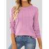 imageSHEWIN Womens Sweaters 2024 Casual Crewneck Long Sleeve Lightweight Knit Pullover Sweater Tops Fall ClothesPink