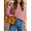 imageSHEWIN Womens Sweaters Crewneck Long Sleeve Knit Pullover Sweater Casual Fall Tops for Women 2024Rose Tan
