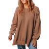 imageSHEWIN Womens Sweatshirt Casual Long Sleeve Crewneck Lightweight Pullover Tops Loose SweatshirtsB Brown