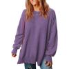 imageSHEWIN Womens Sweatshirt Casual Long Sleeve Crewneck Lightweight Pullover Tops Loose SweatshirtsB Purple