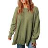 imageSHEWIN Womens Sweatshirt Casual Long Sleeve Crewneck Lightweight Pullover Tops Loose SweatshirtsC Green