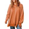 imageSHEWIN Womens Sweatshirt Casual Long Sleeve Crewneck Lightweight Pullover Tops Loose SweatshirtsD Orange