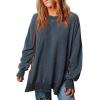 imageSHEWIN Womens Sweatshirt Casual Long Sleeve Crewneck Lightweight Pullover Tops Loose SweatshirtsD Real Teal