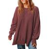 imageSHEWIN Womens Sweatshirt Casual Long Sleeve Crewneck Lightweight Pullover Tops Loose SweatshirtsD Ruby