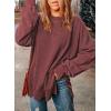 imageSHEWIN Womens Sweatshirt Casual Long Sleeve Crewneck Lightweight Pullover Tops Loose SweatshirtsD Ruby