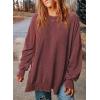 imageSHEWIN Womens Sweatshirt Casual Long Sleeve Crewneck Lightweight Pullover Tops Loose SweatshirtsD Ruby