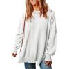 imageSHEWIN Womens Sweatshirt Casual Long Sleeve Crewneck Lightweight Pullover Tops Loose SweatshirtsD White