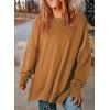 imageSHEWIN Womens Sweatshirt Casual Long Sleeve Crewneck Lightweight Pullover Tops Loose SweatshirtsE Pure Brown