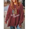 imageSHEWIN Womens Sweatshirt Casual Long Sleeve Crewneck Lightweight Pullover Tops Loose SweatshirtsM Merry Red