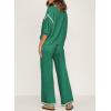 imageSHEWIN Womens Two Piece Outfits Casual Short Sleeve Knit Sweater Tops Matching Wide Leg Pants Tracksuit Lounge SetsDark Green