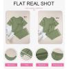 imageSHEWIN Womens Two Piece Outfits Casual Short Sleeve Knit Sweater Tops Matching Wide Leg Pants Tracksuit Lounge SetsGreen