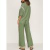 imageSHEWIN Womens Two Piece Outfits Casual Short Sleeve Knit Sweater Tops Matching Wide Leg Pants Tracksuit Lounge SetsGreen