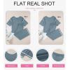 imageSHEWIN Womens Two Piece Outfits Casual Short Sleeve Knit Sweater Tops Matching Wide Leg Pants Tracksuit Lounge SetsLight Blue
