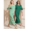 imageSHEWIN Womens Two Piece Outfits Casual Short Sleeve Knit Sweater Tops Matching Wide Leg Pants Tracksuit Lounge SetsLight Green