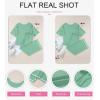 imageSHEWIN Womens Two Piece Outfits Casual Short Sleeve Knit Sweater Tops Matching Wide Leg Pants Tracksuit Lounge SetsLight Green