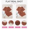 imageSHEWIN Womens Two Piece Outfits Casual Short Sleeve Knit Sweater Tops Matching Wide Leg Pants Tracksuit Lounge SetsOrange