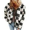 imageSHEWIN Jackets For Women Causal Sherpa Fall Jacket Loose Button Down Plaid Winter CoatsBlack Run Big  Order One Size Down