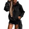 imageSHEWIN Womens Casual Hoodies Long Sleeve Solid Lightweight Pullover Tops Loose Sweatshirt with Pocket1 Black