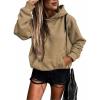 imageSHEWIN Womens Casual Hoodies Long Sleeve Solid Lightweight Pullover Tops Loose Sweatshirt with Pocket1 Khaki