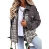 imageSHEWIN Womens Oversized Denim Jacket Casual Long Sleeve Button Down Plaid Shacket Boyfriend Jean Jacket With PocketsGrey
