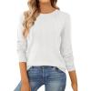 imageSHEWIN Womens Sweaters 2024 Casual Crewneck Long Sleeve Lightweight Knit Pullover Sweater Tops Fall ClothesWhite
