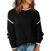 imageSHEWIN Womens Sweaters Crewneck Long Sleeve Knit Pullover Sweater Casual Fall Tops for Women 2024Black