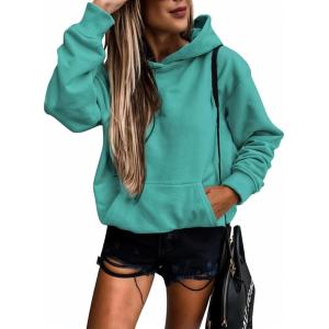 imageSHEWIN Womens Casual Hoodies Long Sleeve Solid Lightweight Pullover Tops Loose Sweatshirt with Pocket2 Bluegreen