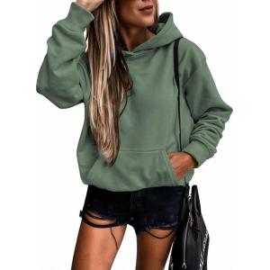 imageSHEWIN Womens Casual Hoodies Long Sleeve Solid Lightweight Pullover Tops Loose Sweatshirt with Pocket2 Celadon