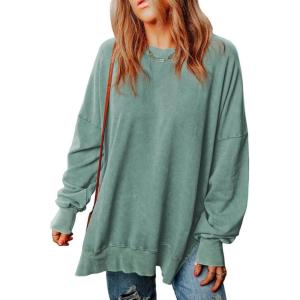 imageSHEWIN Womens Sweatshirt Casual Long Sleeve Crewneck Lightweight Pullover Tops Loose SweatshirtsD Mint Green