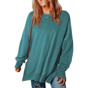 imageSHEWIN Womens Sweatshirt Casual Long Sleeve Crewneck Lightweight Pullover Tops Loose SweatshirtsE Lake Blue