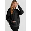 imageSHEWIN Womens Hoodies Casual Long Sleeve Drawstring Waffle Pullover Tops Loose Hooded Sweatshirt with PocketBblack