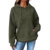 imageSHEWIN Womens Hoodies Casual Long Sleeve Drawstring Waffle Pullover Tops Loose Hooded Sweatshirt with PocketBgreen