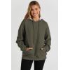 imageSHEWIN Womens Hoodies Casual Long Sleeve Drawstring Waffle Pullover Tops Loose Hooded Sweatshirt with PocketBgreen