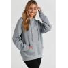 imageSHEWIN Womens Hoodies Casual Long Sleeve Drawstring Waffle Pullover Tops Loose Hooded Sweatshirt with PocketBgrey