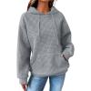 imageSHEWIN Womens Hoodies Casual Long Sleeve Drawstring Waffle Pullover Tops Loose Hooded Sweatshirt with PocketBgrey