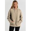 imageSHEWIN Womens Hoodies Casual Long Sleeve Drawstring Waffle Pullover Tops Loose Hooded Sweatshirt with PocketBkhaki