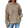 imageSHEWIN Womens Hoodies Casual Long Sleeve Drawstring Waffle Pullover Tops Loose Hooded Sweatshirt with PocketBkhaki