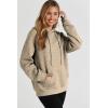 imageSHEWIN Womens Hoodies Casual Long Sleeve Drawstring Waffle Pullover Tops Loose Hooded Sweatshirt with PocketBkhaki
